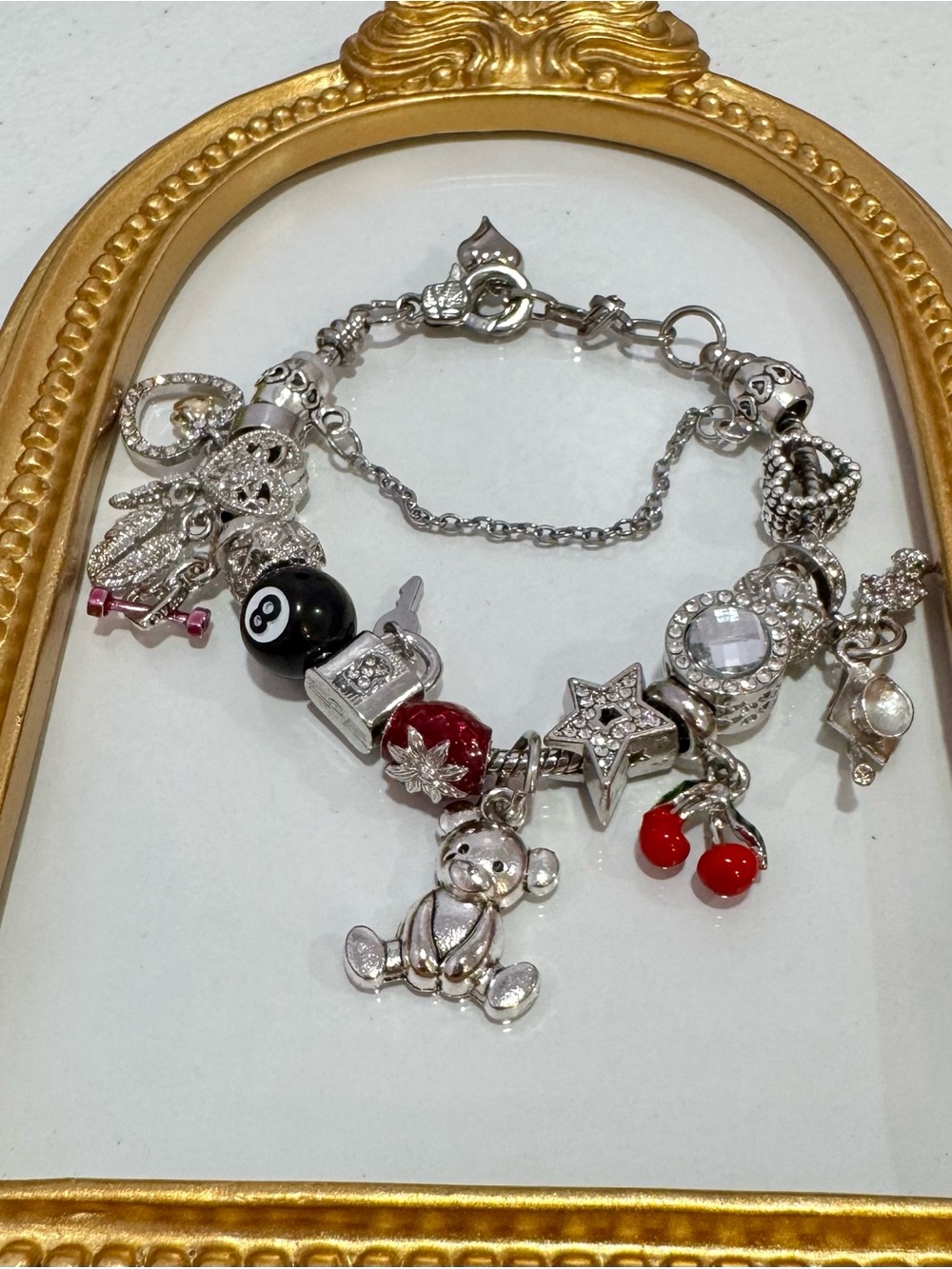 New Stainless Steel w/ 8-ball, Cherry, & Teddy Bear 7 inches plus extender